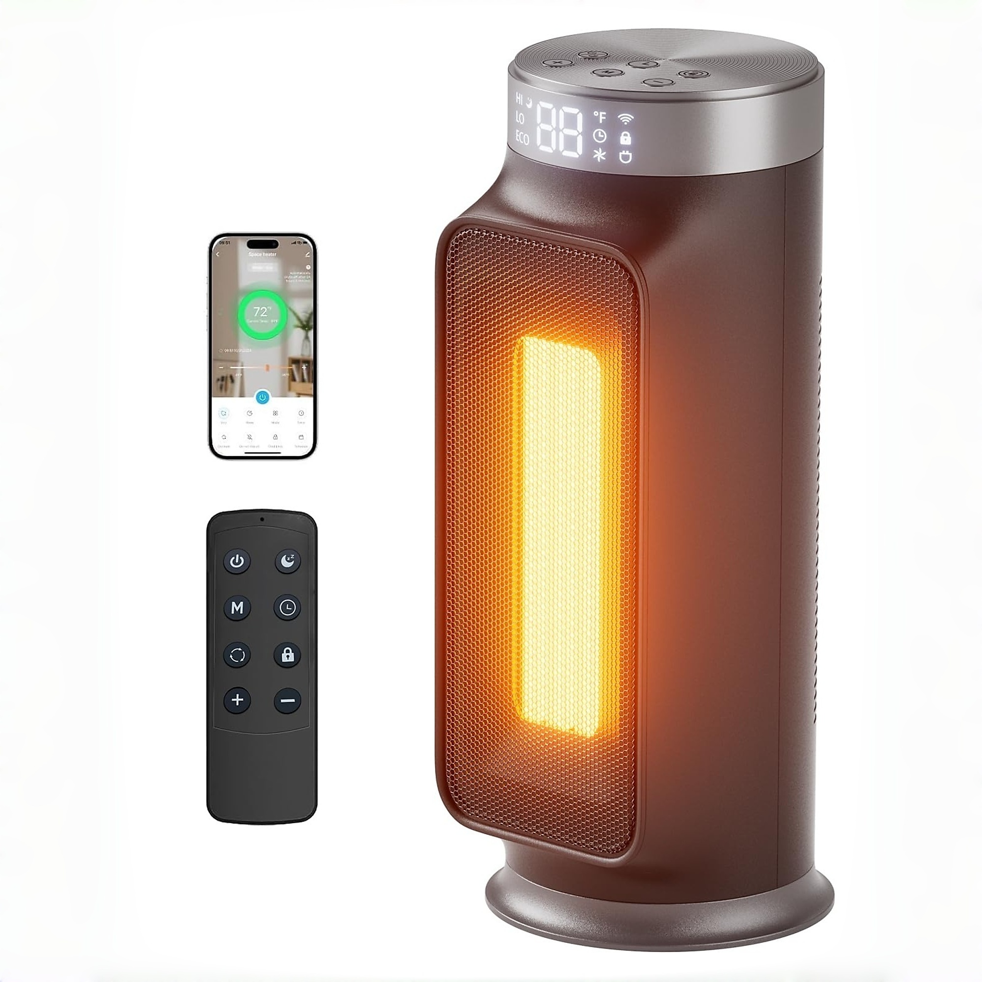 EdenDirect 1500W Space Heater — Smart WiFi Electric Heater, Remote Control, 4 Modes, ECO Constant Temperature, 24H Timer, Oscillating, Overheat & Tip-Over Protection, For Home Office Bedroom Indoor Use